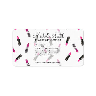 Waterverf roze lippenstift patroon make-up brandin etiket