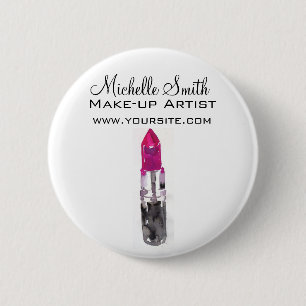 Waterverf roze lippenstokmake-up ronde button 5,7 cm
