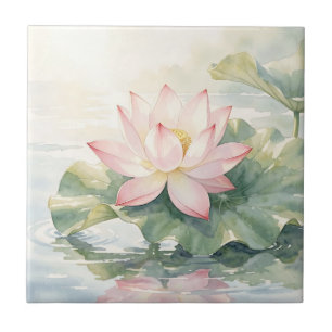 Waterverf Roze Lotus Sereniteit Tegeltje