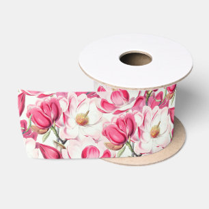 Waterverf Roze Magnolia Bloemen Patroon Lint