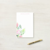 Waterverf Roze Magnolia Flower Persoonlijk Post-it® Notes (Op bureau)