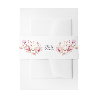 Waterverf Roze Magnolia Flowers Uitnodigingen Wikkel