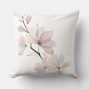 Waterverf Roze Magnolia Worpkussen Kussen