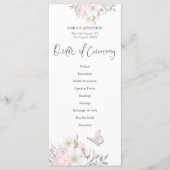 Waterverf Roze Magnolias Vlinder Script Bruiloft Programma (Voorkant)