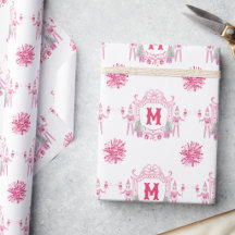 Waterverf Roze Meisjeself Monogram Wapen