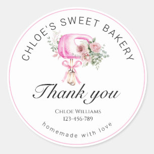 Waterverf Roze Mixer Bakken Dank u Ronde Sticker