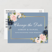 Waterverf roze mosterd blauw verander de datum briefkaart (Voorkant / Achterkant)