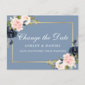 Waterverf roze mosterd blauw verander de datum briefkaart (Voorkant)