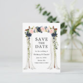 Waterverf roze mosterdblauw aankondigingskaart (Staand voorkant)