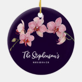 Waterverf Roze Moth Orchideeën Schilderij Keramisch Ornament (Achterkant)