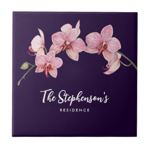 Waterverf Roze Moth Orchideeën Schilderij Tegeltje