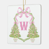 Waterverf Roze Notenkraker Monogram Crest Keramisch Ornament (Links)