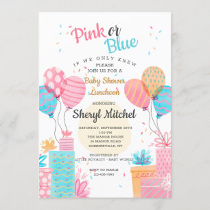 Waterverf roze of blauw Baby shower Kaart