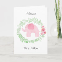 Waterverf Roze Olifant Welkom Baby
