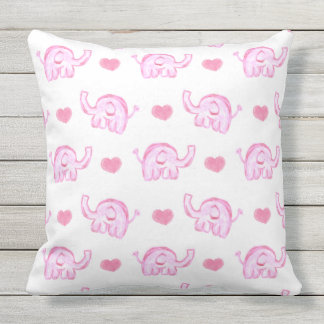 waterverf roze olifanten outdoor kussen