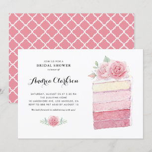 Waterverf Roze Ombre Cake Slice Vrijgezellenfeest Kaart
