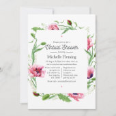 Waterverf Roze oppies Virtual Shower Kaart (Voorkant)