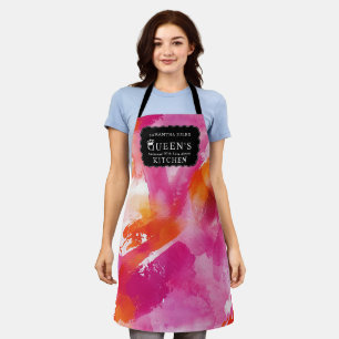 Waterverf Roze Oranje Abstracte Keuken Schort