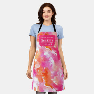 Waterverf Roze Oranje Abstracte Keuken Schort