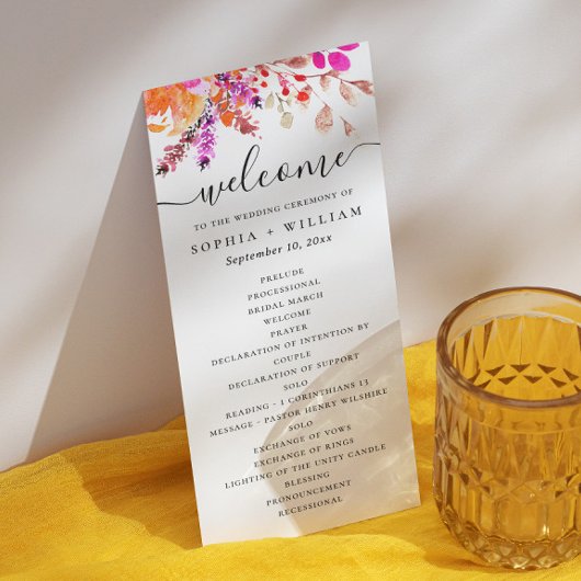 Waterverf roze oranje herfst bloemend scriptuur br programma