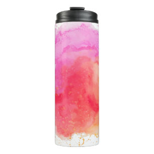 Waterverf roze oranje rood troebel thermosbeker