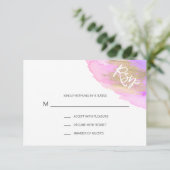 Waterverf Roze Paars Gold BAT MITZVAH RSVP (Staand voorkant)