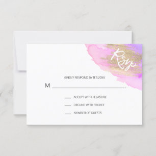 Waterverf Roze Paars Gold BAT MITZVAH RSVP Kaartje