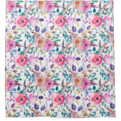  Waterverf Roze Paarse Floral Douchegordijn (Voorkant)
