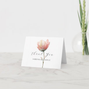 Waterverf Roze Paarse Tulp Elegante Bloem Bedankkaart
