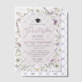 Waterverf Roze Paarse Wildflower Afstuderen Vellum Uitnodigingen (Offset (Uitnodiging))