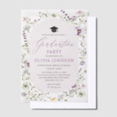 Waterverf Roze Paarse Wildflower Afstuderen Vellum Uitnodigingen (Offset)