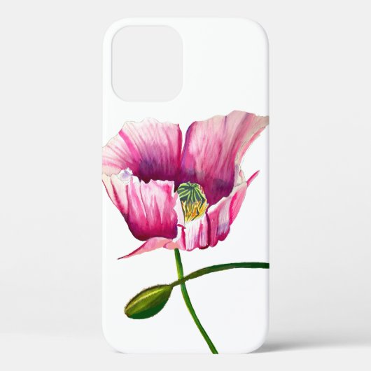 Waterverf roze papaver  bloem Case-Mate iPhone case (Achterkant)