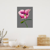 Waterverf roze papaver  bloem poster (Keuken)