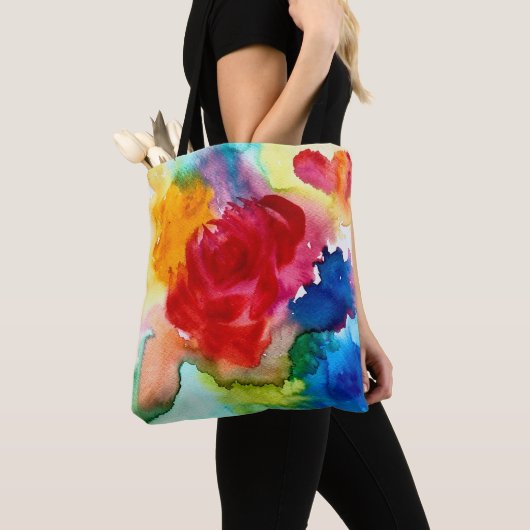 Waterverf roze papaver canvas tas (Dichtbij)