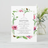 Waterverf Roze papaver Kaart (Staand voorkant)