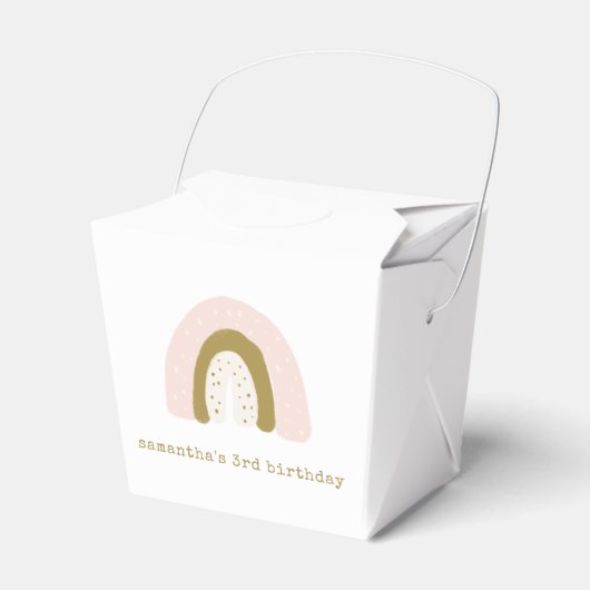 Waterverf Roze Pastel Boho Regenboog Verjaardagsfe Bedankdoosjes (Voorkant Zijde)