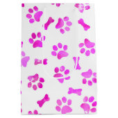 Waterverf roze paw afdrukken medium cadeauzakje (Achterkant)