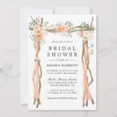 Waterverf Roze Perzik Bloemboog Bruidsfeest Kaart (Voorkant)