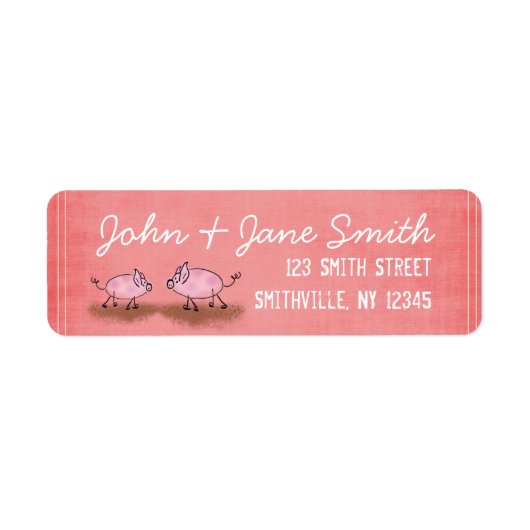 Waterverf Roze Piggies Etiket (Voorkant)