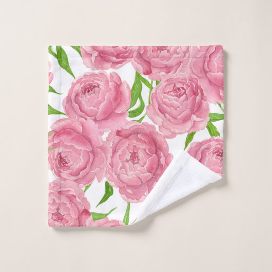 Waterverf roze pinda's bad handdoek (Wasdoekje)