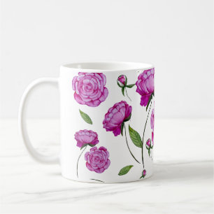 Waterverf roze pinda's canvas tas ronde kussen koffiemok