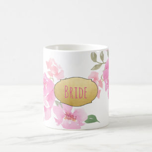 Waterverf Roze pinda's Gold Foil Bride Koffiemok