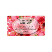 Waterverf Roze Pioen Bloem Adres Etiket (Voorkant)