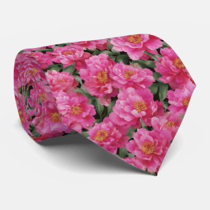 Waterverf Roze Pioen Bloemenpatroon Stropdas