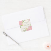 Waterverf roze pioen op hout Bruiloft Sticker (Envelop)