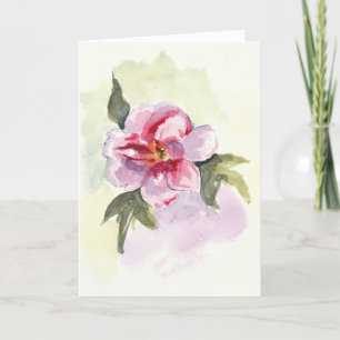 Waterverf Roze Pioenbloem Wenskaart Bedankkaart