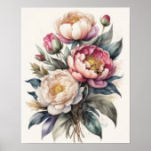 Waterverf Roze Pioenen 4:5 Poster (Voorkant)