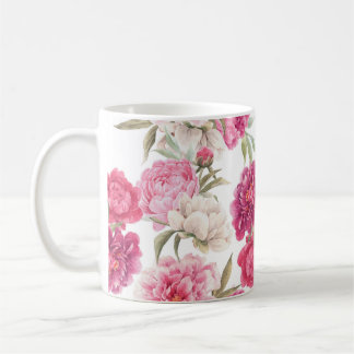 Waterverf Roze Pioenen: bloemenelegantie Koffiemok