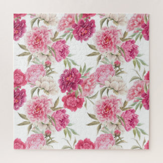 Waterverf Roze Pioenen: bloemenelegantie Legpuzzel