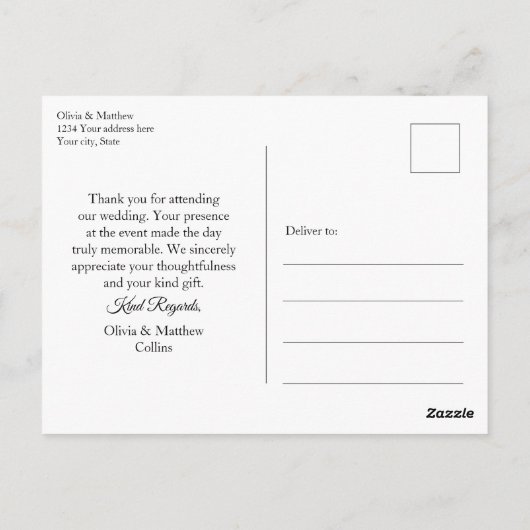 Waterverf roze pioenen. Tuin bruiloft dank u Briefkaart (Achterkant)